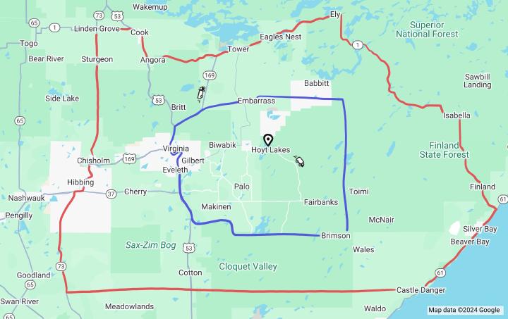 The service area of East Mesabi Sanitation is the area around Hoyt Lakes Minnesota.